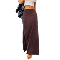 thumbnail image 1 of Mohiass Casual Flowy Long Skirts for Women, Jersey Knit Fabric Good Elasticity Ankle Length Maxi Skirt with High Waist. Wine L, 1 of 9