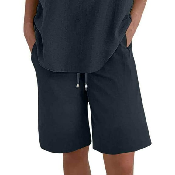 Mohiass Casual Shorts for Women Knee Length Loose Wide Leg Bermuda 2025 Summer Elastic Waist Short Pants with Pockets Dark Gray XL