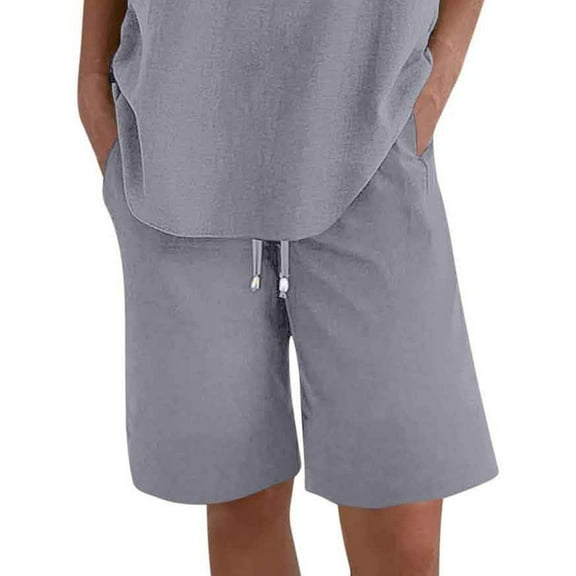 Mohiass Casual Shorts for Women Knee Length Loose Wide Leg Bermuda 2025 Summer Elastic Waist Short Pants with Pockets Light Gray 2XL