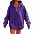 thumbnail image 1 of Mohiass Fall Half Zip Hooded Sweatshirts for Women Cute Plain Oversized Hoodies 2025 Basic Winter Trendy Pullover Tops Purple L, 1 of 5