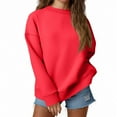 thumbnail image 1 of Mohiass Fall Sweatshirts for Women Oversized Crewneck Fleece Pullover Long Sleeve Comfy 2025 Winter Fashion Tops Red XL, 1 of 5