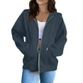 thumbnail image 1 of Mohiass Fall Zip Up Hoodie Women Plain Oversized Sweatshirts Fashion 2025 Soft Casual Warm Jacket Winter Clothes Dark Gray 3XL, 1 of 1