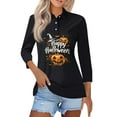 thumbnail image 1 of Mohiass Halloween Shirt Womens Plus Size 3/4 Sleeve Scary Skull Polo Shirt Button Collared Horror Spider Tops Lapel Funny Witch T-Shirt Gray S, 1 of 5