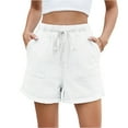 thumbnail image 1 of Mohiass Jean Shorts for Women Drawstring Elastic High Waist Roll Up Hem Summer Casual Baggy Stretchy Denim Shorts Jorts 2025 White M, 1 of 6