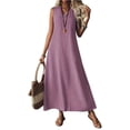 thumbnail image 1 of Mohiass Linen Dresses for Women 2025 V Neck Sleeveless Maxi Dress Summer Casual Tank Dress Beach Vacation Flowy Sundresses Purple L, 1 of 3