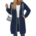 thumbnail image 1 of Mohiass Long Hoodies For Women Zip Up Double Zipper Fleece Jacket Long Sleeve Tunic Sweatshirts With Pockets Navy M, 1 of 6