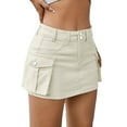 thumbnail image 1 of Mohiass Low Waist Cargo Skirt Women Button Mini Cargo Denim Skirt with Pocket Mini Skirt Beige S, 1 of 5