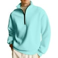 thumbnail image 1 of Mohiass Men's Fleece Lined Sweatshirts Fleece Pullover Basic Tops Quarter Zip Crewneck Winter Sweatshirt Cyan XL, 1 of 6