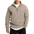 thumbnail image 1 of Mohiass Men's Quarter Zip Fleece Cotton Pullover Sweatshirts Mock Neck Casual Long Sleeve Fall Winter Warm Sweatshirt Khaki 2XL, 1 of 5