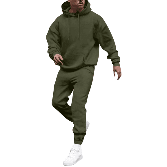 Mohiass Men's Tracksuit Set Hoodie And Joggers Set For Training Running Long Sleeve Hoodie With Pocket Sweatpants Active Sportswear Outfit Army Green 2XL