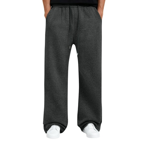 Mohiass Mens Baggy Sweatpants Athletic Open Bottom Fleece Joggers Trousers Lounge Casual Big and Tall Wide Leg Pants with Pockets Dark Gray S