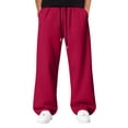 thumbnail image 1 of Mohiass Mens Baggy Sweatpants Open Bottom Casual Fleece Wide Leg Pants Big and Tall Lounge Athletic Joggers Trousers with Pockets Red L, 1 of 4