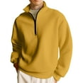 thumbnail image 1 of Mohiass Mens Fashion Sweatshirt Quarter Zip Long Sleeve Solid Color Stand Collar Casual Golf Pullover Sweatshirts Orange XL, 1 of 6