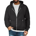 thumbnail image 1 of Mohiass Mens Full Zip Casual Cotton Hooded Fleece Drawstring Hoodies Pullover Sweatshirts Casual Long Sleeve Shirts Dark Gray 3XL, 1 of 4