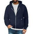 thumbnail image 1 of Mohiass Mens Full Zip Casual Cotton Hooded Fleece Drawstring Hoodies Pullover Sweatshirts Casual Long Sleeve Shirts Navy XL, 1 of 4