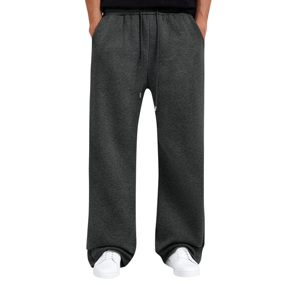 Mohiass Mens Joggers Sweatpants Big and Tall Lounge Athletic Wide Leg Trousers Open Bottom Fleece Casual Baggy Pants with Pockets Dark Gray XL