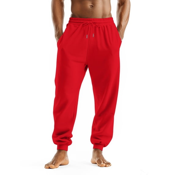 Mohiass Mens Sweatpants Joggers High Waisted Drawstring Casual Pants with Pockets Baggy Workout Athletic Comfy Tapered Joggers Red 2XL