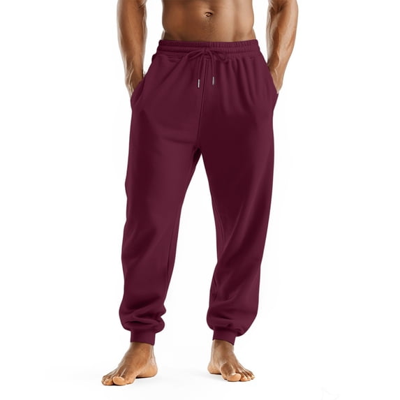 Mohiass Mens Sweatpants Joggers High Waisted Drawstring Casual Pants with Pockets Baggy Workout Athletic Comfy Tapered Joggers Wine 3XL