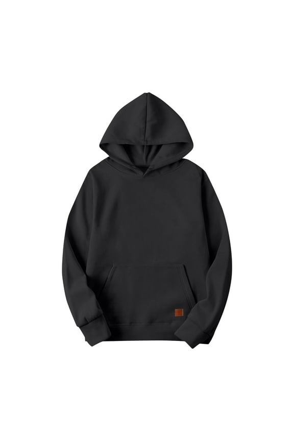 Mens Sweatshirt Basic Hooded Pullover Hoodies Unisex Men Fall Casual Fitness Long Sleeve Athletic Hoody with Pocket Black M