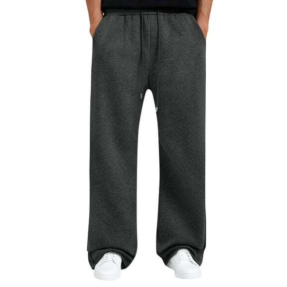 Mohiass Mens Wide Leg Sweatpants Big and Tall Casual Fleece Joggers Pants Athletic Open Bottom Lounge Baggy Trousers with Pockets Dark Gray L