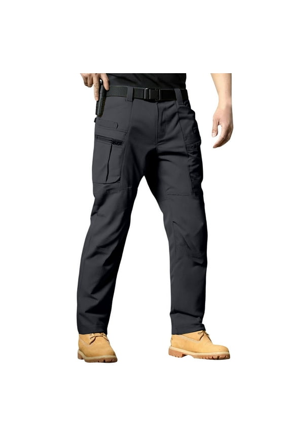Mens Work Pants Stretch Flex Ripstop Tactical Waterproof Pants with Multi Pockets Relaxed Fit Lightweight Cargo Pant Black 3XL