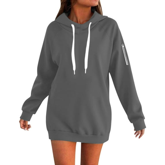 Mohiass Oversized Hoodies for Women Casual Fleece Pullover Tops 2025 Fall Winter Sweatshirt Long Sleeve Hoodies Dark Gray M