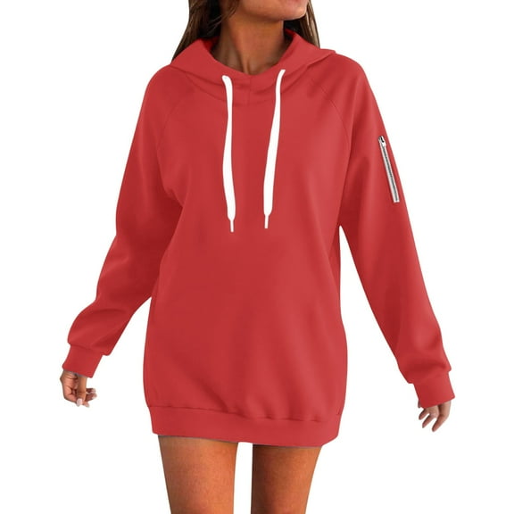 Mohiass Oversized Hoodies for Women Casual Fleece Pullover Tops 2025 Fall Winter Sweatshirt Long Sleeve Hoodies Red L