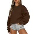 thumbnail image 1 of Mohiass Oversized Sweatshirt for Women Long Sleeve Crewneck Sweatshirts Cozy Fleece Pullover Sweaters Casual Sweatshirt Brown S, 1 of 6