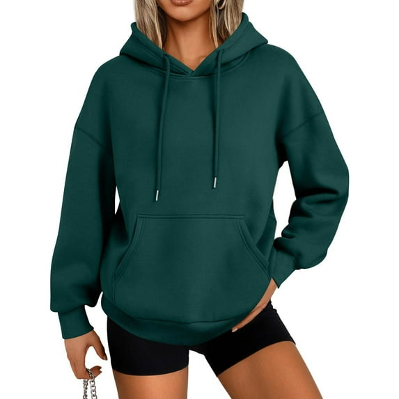 Mohiass Pullover Hoodies for Women Oversized Fall Trendy 2025 Hooded Sweatshirts Drawstring Fleece Lined Preppy Clothes Army Green S