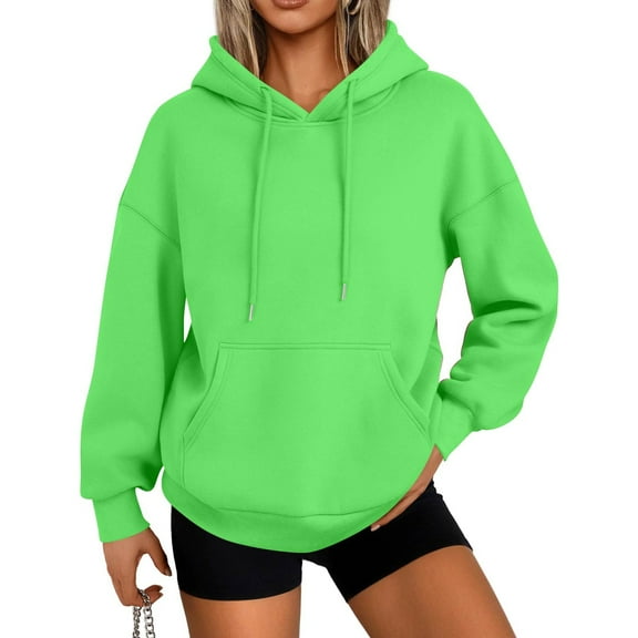 Mohiass Pullover Hoodies for Women Oversized Fall Trendy 2025 Hooded Sweatshirts Drawstring Fleece Lined Preppy Clothes Green XL