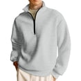 thumbnail image 1 of Mohiass Quarter Zip Pullover Men Long Sleeve Mock Neck Oversized Sweatshirt Fall Casual Fleece Athletic Sweatshirts Light Gray XL, 1 of 6