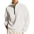 thumbnail image 1 of Mohiass Quarter Zip Pullover Men Long Sleeve Mock Neck Oversized Sweatshirt Fall Casual Fleece Athletic Sweatshirts White L, 1 of 6