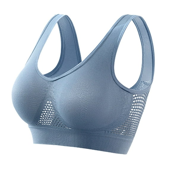 Mohiass Sports Bras for Women High Impact Seamless Comfort Breathable Brassiere Workout Gym Yoga Activewear Bras with Removable Pads Light Blue S