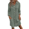 thumbnail image 1 of Mohiass Tshirt Dress Women 2024 Fall Button Down Long Sleeve Dresses Casual Midi Shirt Dress with Pockets Gray 2XL, 1 of 6