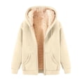 thumbnail image 1 of Mohiass Unisex Women's Fleece Hoodie Jacket Cozy Sherpa Lined Zip Up Warm Hoodie Sweatshirt Winter Fluffy Sweater Hooded Coat Khaki L, 1 of 4
