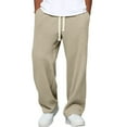 thumbnail image 1 of Mohiass Waffle Pants Men Textured Drawstring Waist Solid Wide Leg Trousers Loose Fit Lightweight Breathable Hiking Sweatpants Khaki M, 1 of 8