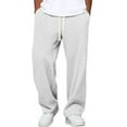 thumbnail image 1 of Mohiass Waffle Pants Men Textured Drawstring Waist Solid Wide Leg Trousers Loose Fit Lightweight Breathable Hiking Sweatpants White L, 1 of 8