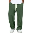 thumbnail image 1 of Mohiass Waffle Texture Pants Men Drawstring Wide Leg Hippie Pants Lightweight Breathable Hiking Sweatpants Lounge Trousers Dark Green S, 1 of 8