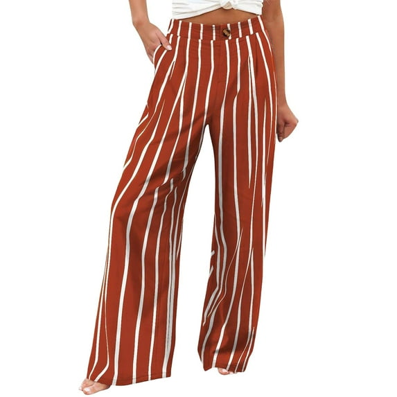 Mohiass Wide Leg Dress Pants for Women Business Casual Elastic Waist Comfy Work Pants Baggy Lounge Pants Trousers with Pocket Red 2XL