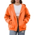 thumbnail image 1 of Mohiass Women Casual Zip Up Fleece Hoodies Relaxed Fit Oversized Sweatshirt with Hood Lightweight Fall Jackets for Women 2025 Orange XL, 1 of 5