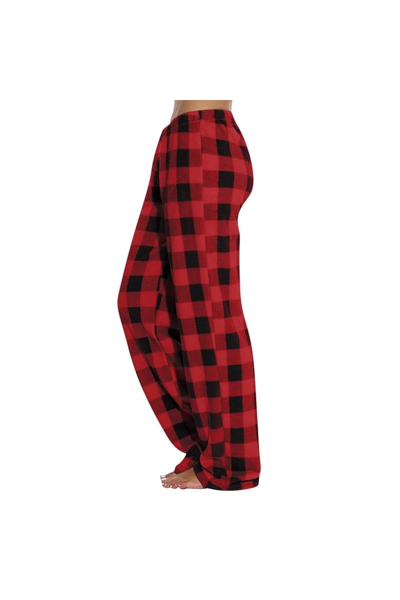 Women Flannel Plaid Pajama Pants Christmas Comfy Lounge Pants Vermilion XS