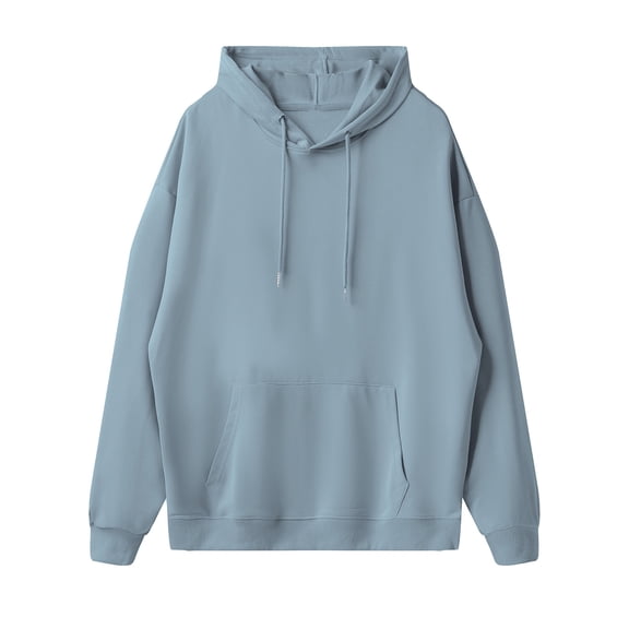 Mohiass Women Fleece Hoodies Oversized Long Sleeve Comfy Pullover Tops Casual Basic Sweatshirts 2025 Fall Y2K Clothes Light Blue M