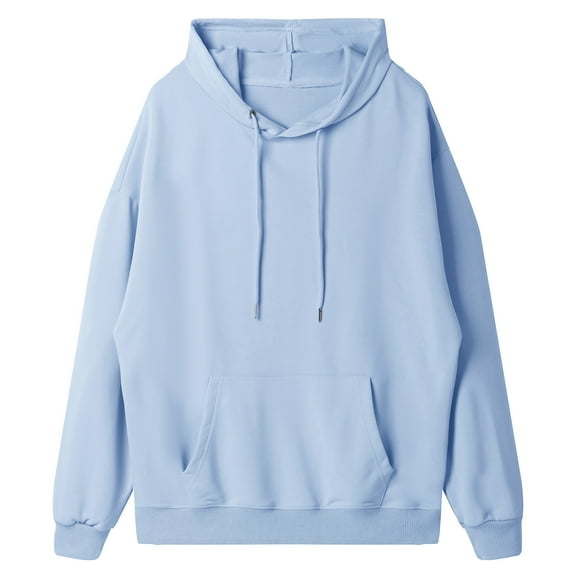 Mohiass Women Fleece Hoodies Oversized Long Sleeve Comfy Pullover Tops Casual Basic Sweatshirts 2025 Fall Y2K Clothes Sky Blue M