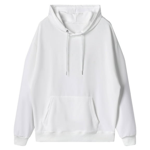 Mohiass Women Fleece Hoodies Oversized Long Sleeve Comfy Pullover Tops Casual Basic Sweatshirts 2025 Fall Y2K Clothes White L