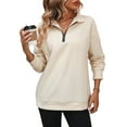 thumbnail image 1 of Mohiass Women Half Zip Oversized Sweatshirts Long Sleeve Solid Color Drop Shoulder Fleece Workout Pullover Beige S, 1 of 8