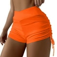 thumbnail image 1 of Mohiass Women High Waisted Swim Shorts V Cut Bikini Swimsuit Bottoms Drawstring Ruched Bathing Suit Board Shorts Saffron L, 1 of 4