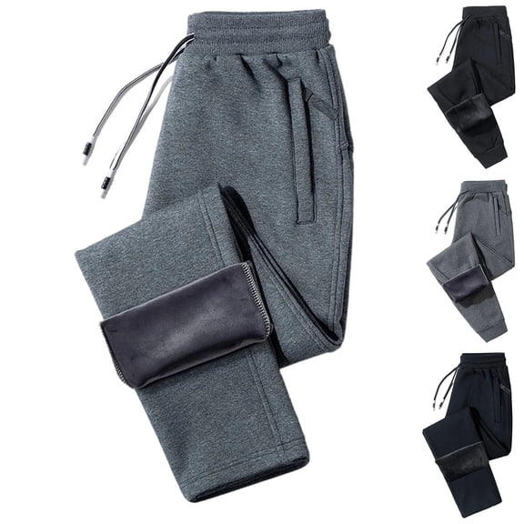Mohiass Women/Mens Winter Warm Fleece Lined Joggers Pants Sherpa Thermal Athletic Sweatpants Casual with Pockets Light Gray L