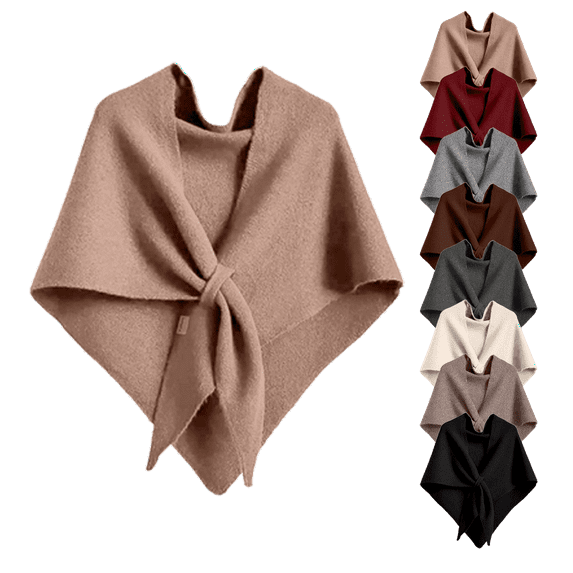 Mohiass Knotted Triangle Wool Scarf for Women - Khaki Wool Blend Shawl, All Seasons Versatile Warm Wrap for Winter & Fall