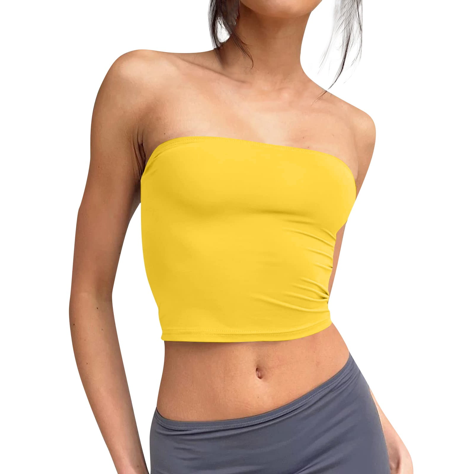 Bright yellow tube top on sale