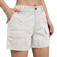 thumbnail image 1 of Mohiass Women's Bermuda Cargo Shorts Above The Knee Length Elastic Waist Summer Casual Trendy Solid Shorts with 6 Pockets White S, 1 of 5
